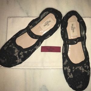 Valentino Rockstud Lace Ballerina Flats